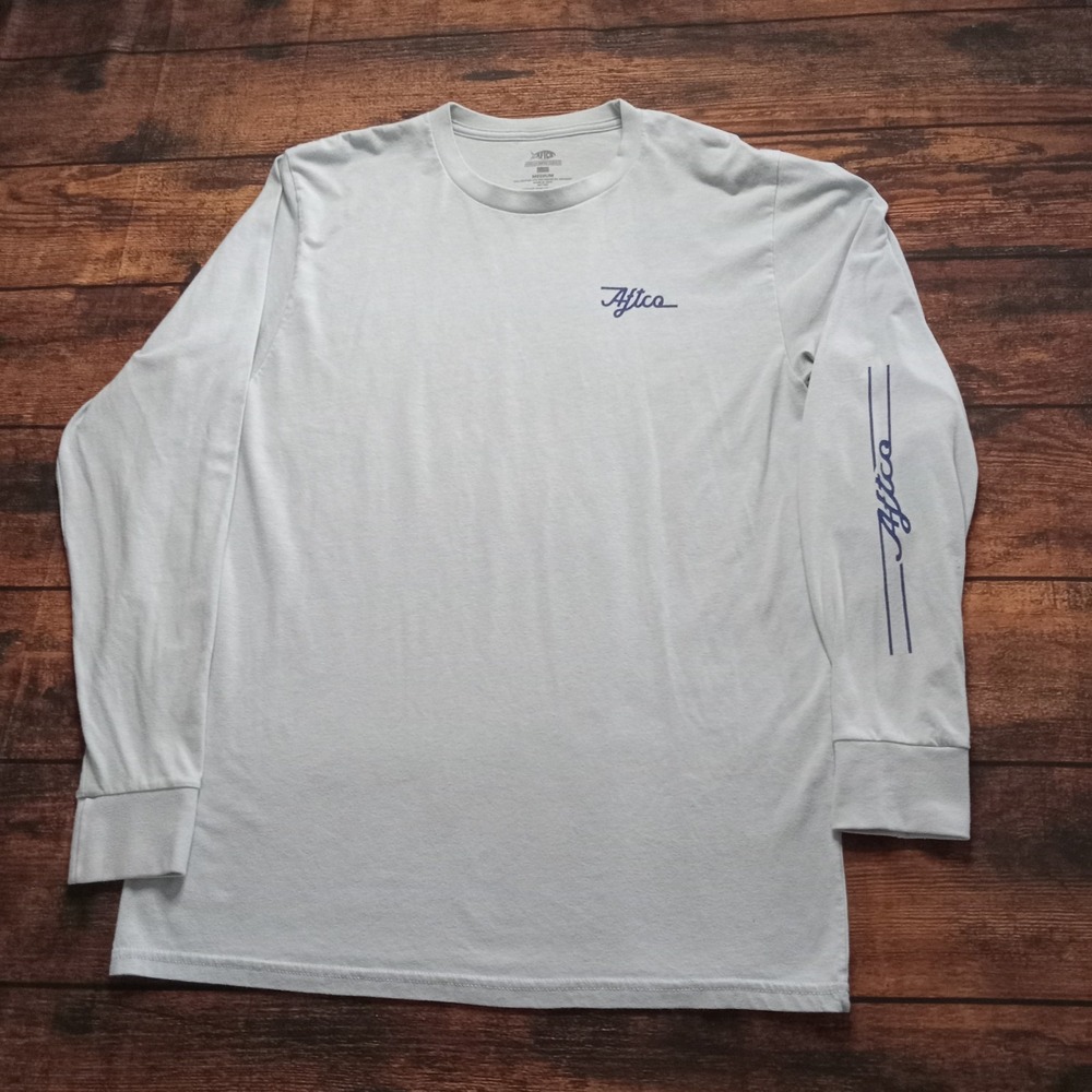 AFTCO Long Sleeve Crew Neck T-Shirt Men's Medium‎ Blue